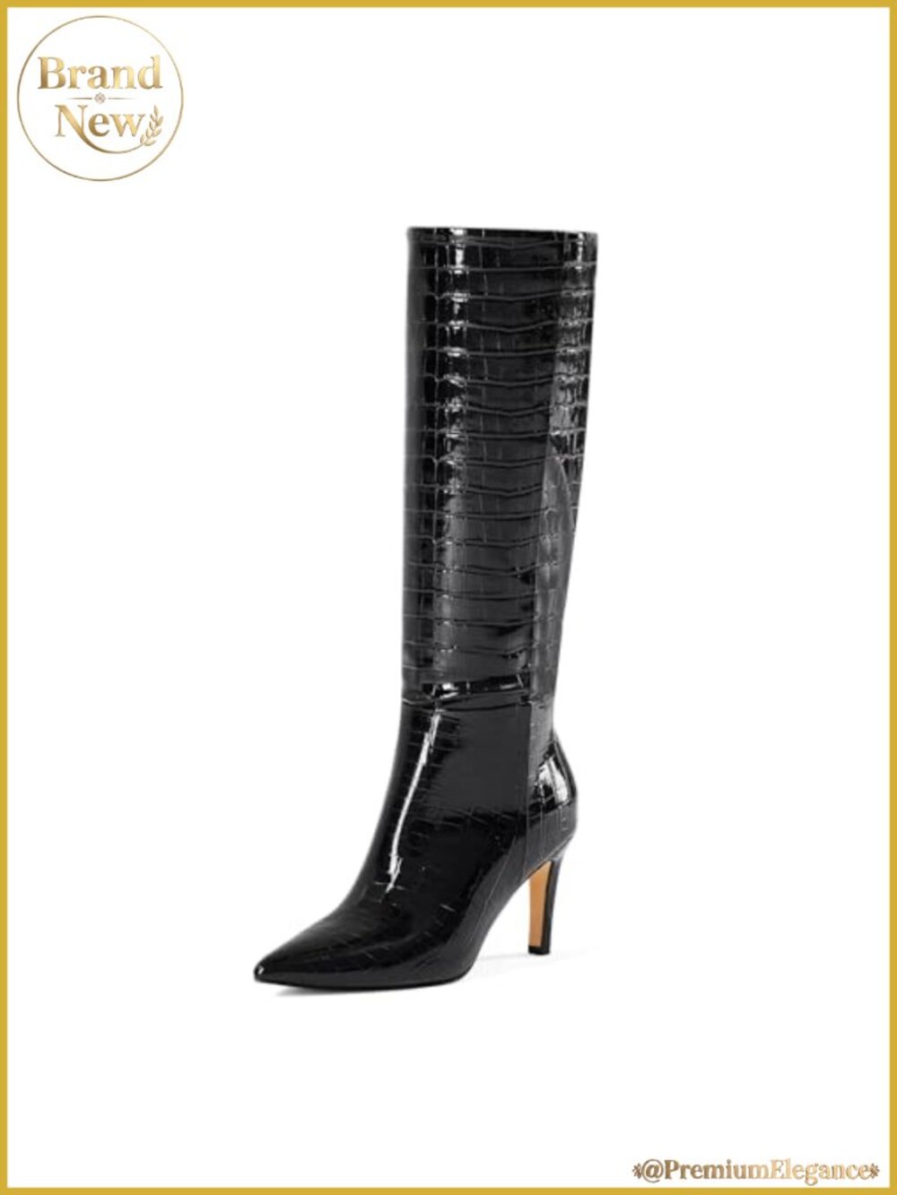 Wide Calf Knee High Boots Pointed Toe 3 Inch Heel Pull-On Party Date